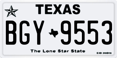 TX license plate BGY9553