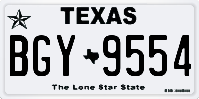 TX license plate BGY9554