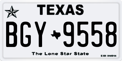 TX license plate BGY9558