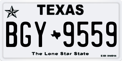TX license plate BGY9559