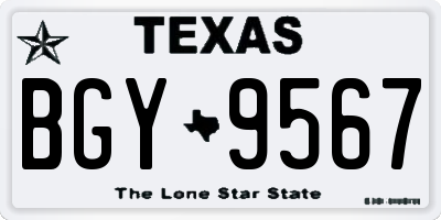 TX license plate BGY9567