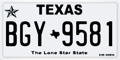 TX license plate BGY9581