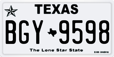 TX license plate BGY9598