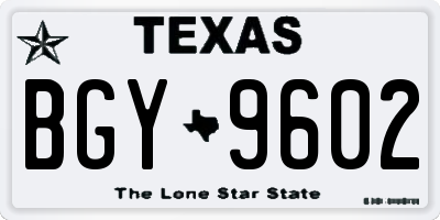 TX license plate BGY9602