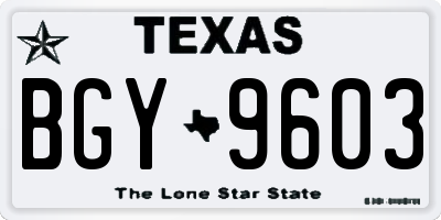 TX license plate BGY9603