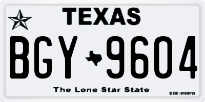 TX license plate BGY9604
