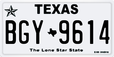 TX license plate BGY9614