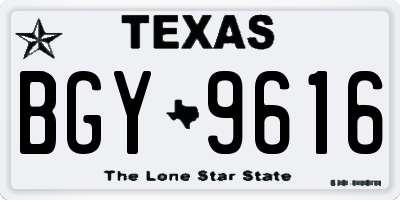 TX license plate BGY9616