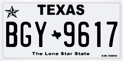 TX license plate BGY9617