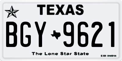 TX license plate BGY9621