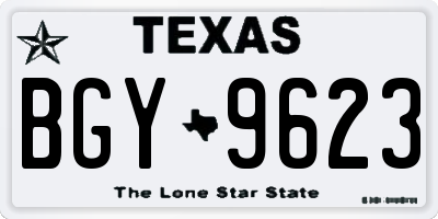 TX license plate BGY9623