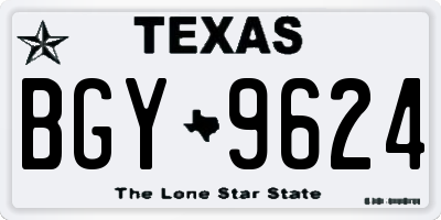 TX license plate BGY9624