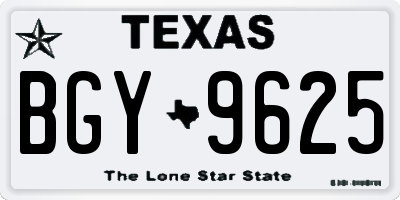 TX license plate BGY9625
