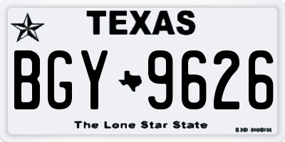 TX license plate BGY9626