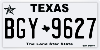 TX license plate BGY9627