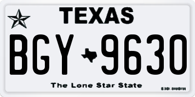 TX license plate BGY9630