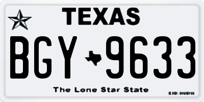 TX license plate BGY9633