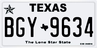 TX license plate BGY9634