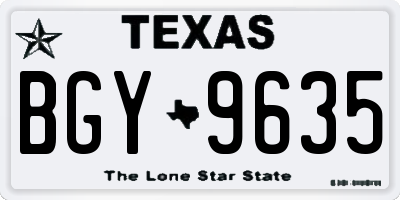 TX license plate BGY9635