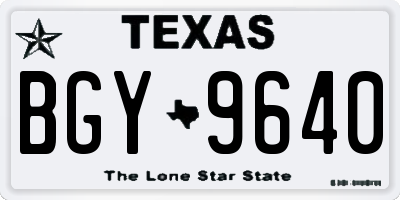 TX license plate BGY9640