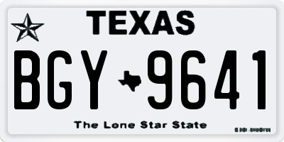 TX license plate BGY9641