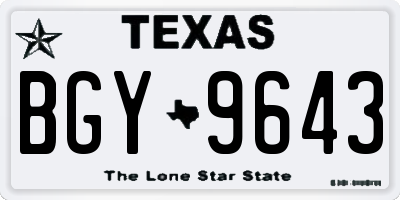 TX license plate BGY9643