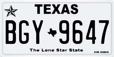 TX license plate BGY9647