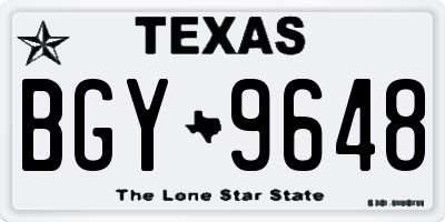 TX license plate BGY9648