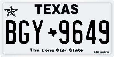 TX license plate BGY9649