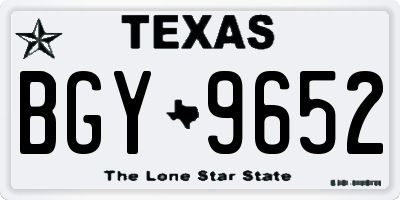 TX license plate BGY9652