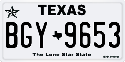 TX license plate BGY9653