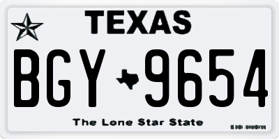 TX license plate BGY9654