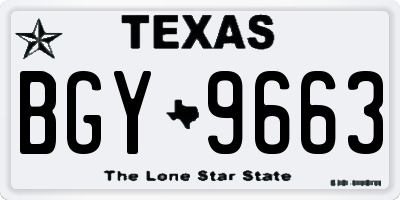 TX license plate BGY9663
