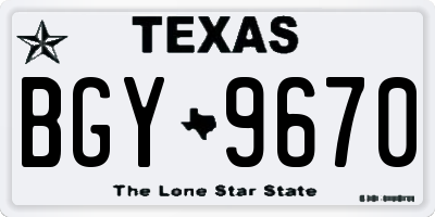 TX license plate BGY9670
