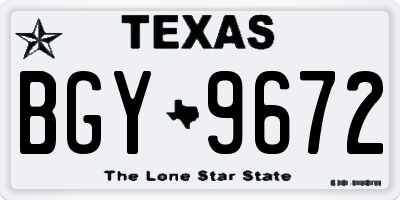 TX license plate BGY9672