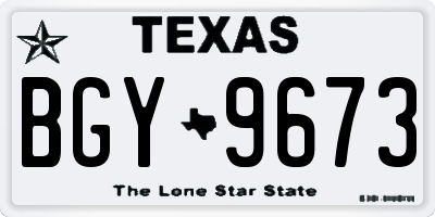 TX license plate BGY9673