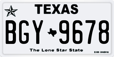 TX license plate BGY9678