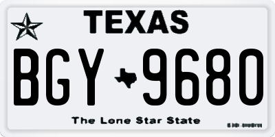 TX license plate BGY9680