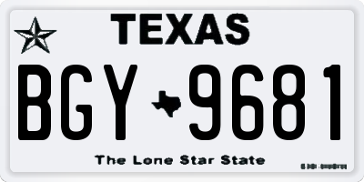 TX license plate BGY9681