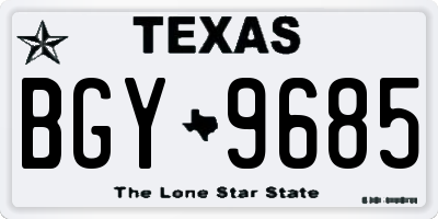 TX license plate BGY9685