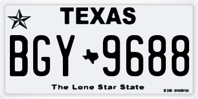 TX license plate BGY9688