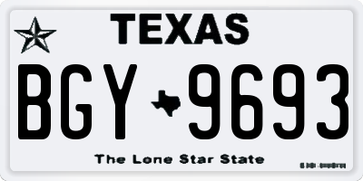 TX license plate BGY9693