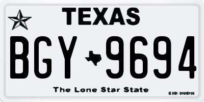 TX license plate BGY9694