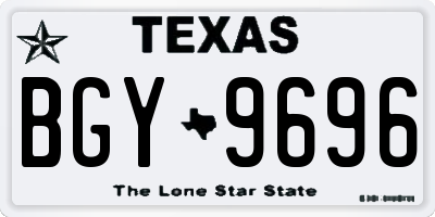 TX license plate BGY9696