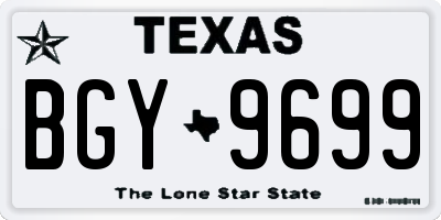 TX license plate BGY9699