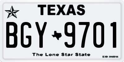 TX license plate BGY9701