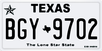 TX license plate BGY9702