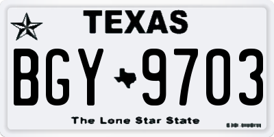 TX license plate BGY9703