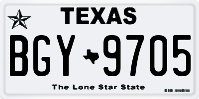 TX license plate BGY9705