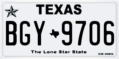 TX license plate BGY9706